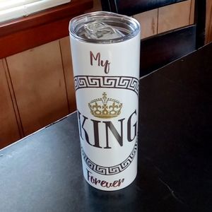 Vaso térmico personalizado "My King forever"para agua fría y caliente... nuevo